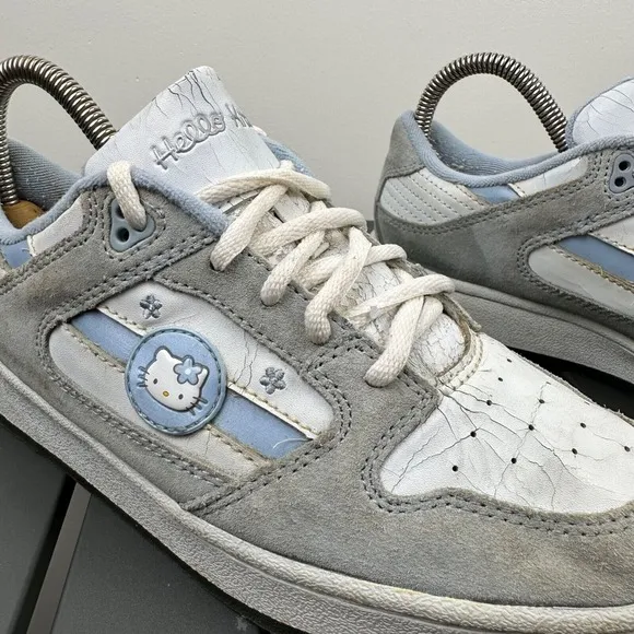 Vintage Hello Kitty Sanrio Skate Shoes Women's 7.5 2004 Gray Blue Flawed