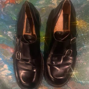 Vintage Kenneth Cole bottle up double buckle round toe Black Men's Shoes SIZE 12