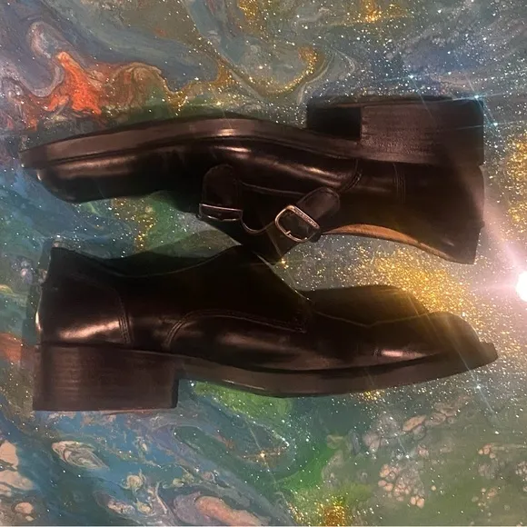 Vintage Kenneth Cole bottle up double buckle round toe Black Men's Shoes SIZE 12