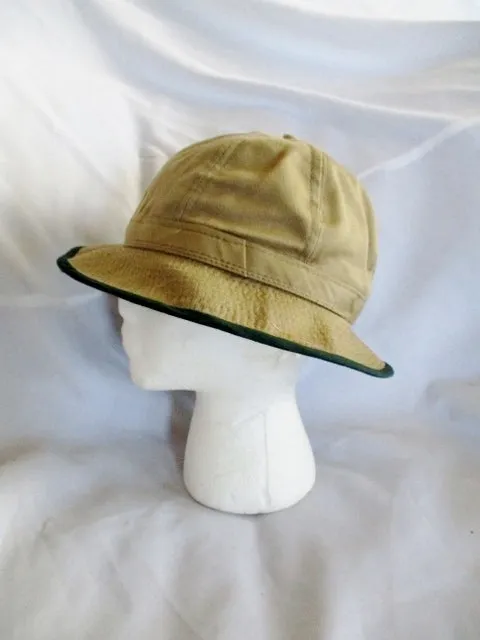 Vintage L.L. BEAN USA Fishing Beanie Hat Cap M BROWN GREEN Touring