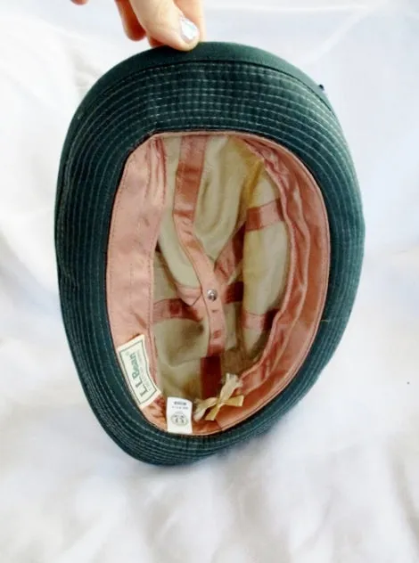 Vintage L.L. BEAN USA Fishing Beanie Hat Cap M BROWN GREEN Touring