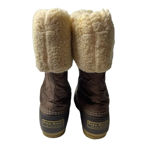 Vintage L.L. Bean Women’s Shearling Wool Lined Brown Winter Duck Boots