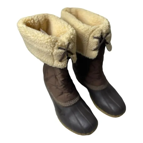 Vintage L.L. Bean Women’s Shearling Wool Lined Brown Winter Duck Boots