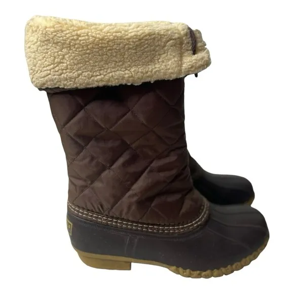Vintage L.L. Bean Women’s Shearling Wool Lined Brown Winter Duck Boots