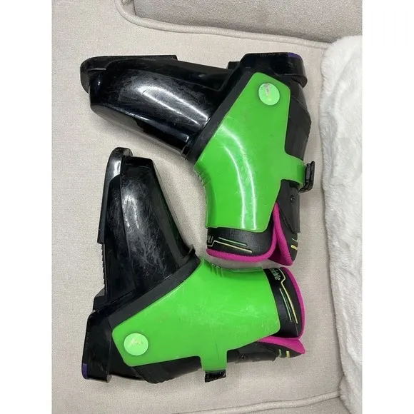 Vintage Made In Italy Raichle Ski Boots Neon Green Purple 251mm
