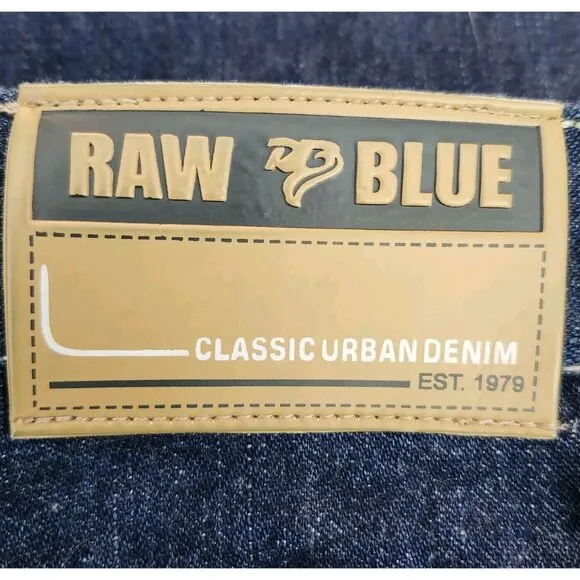 Vintage Raw Blue Jeans Embroidered Boot Baggy Skate Hip Hop Y2K Mens 34/32