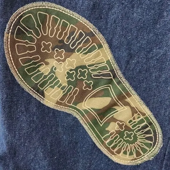Vintage Raw Blue Jeans Embroidered Boot Baggy Skate Hip Hop Y2K Mens 34/32