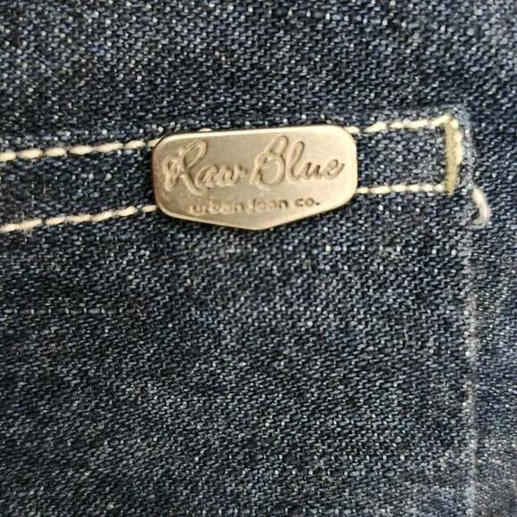 Vintage Raw Blue Jeans Embroidered Boot Baggy Skate Hip Hop Y2K Mens 34/32