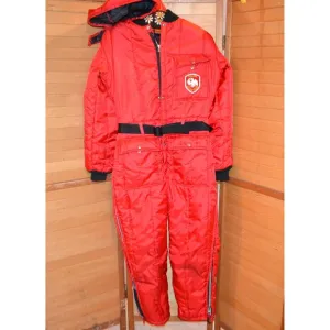 Vintage Red Polish Racing Team Official Custom One Piece Ski Suit 1960s Daco