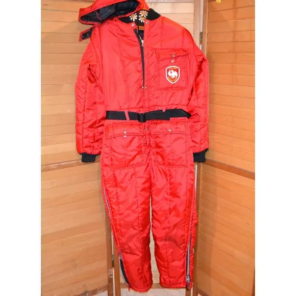 Vintage Red Polish Racing Team Official Custom One Piece Ski Suit 1960s Daco