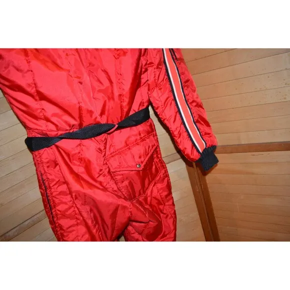 Vintage Red Polish Racing Team Official Custom One Piece Ski Suit 1960s Daco