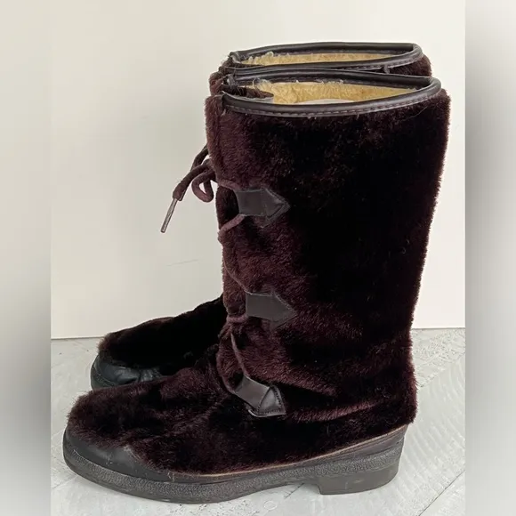 Vintage Snowland 70’s Brown Ski | Snowboots Women’s size 9 Faux Fur