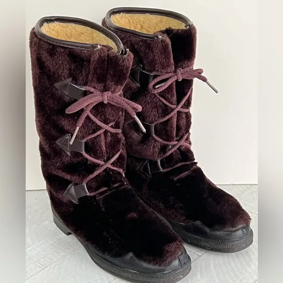 Vintage Snowland 70’s Brown Ski | Snowboots Women’s size 9 Faux Fur