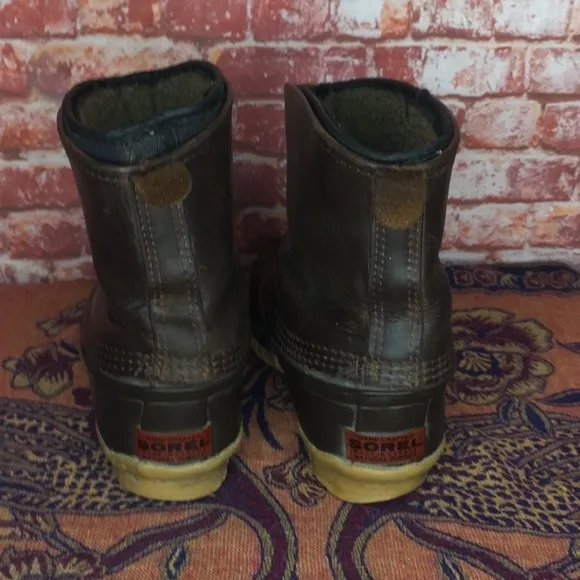 Vintage Sorel Brown and Black Water Proof Low Leather Duck Boots