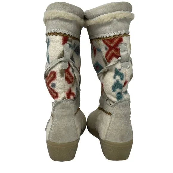 VINTAGE Technica Goat Fur, Suede and Fleece Aprés Ski Boots Made in Italy Sz 38
