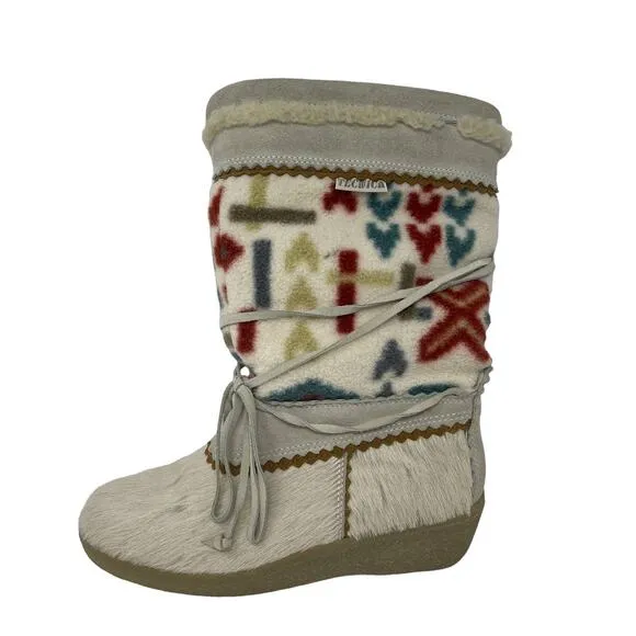 VINTAGE Technica Goat Fur, Suede and Fleece Aprés Ski Boots Made in Italy Sz 38