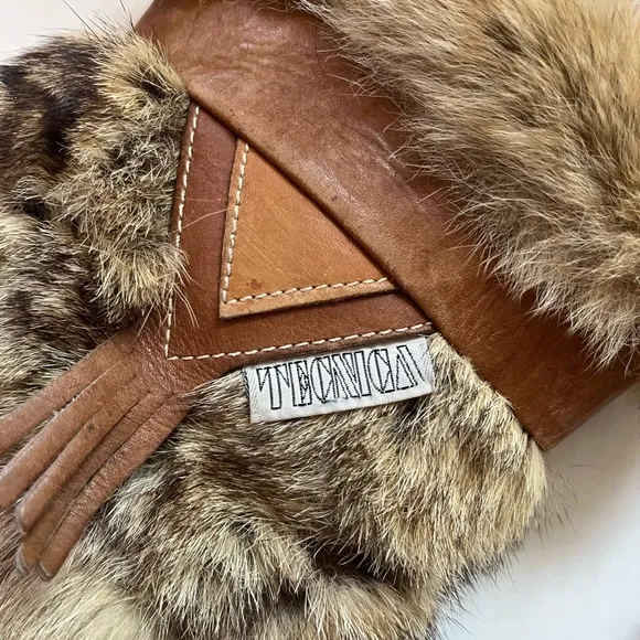 Vintage Tecnica Italian CoyoteFur &amp; Cowhide Apres-Ski Boots SZ 6.5