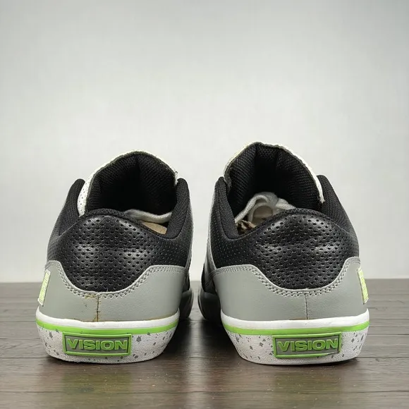 VISION STREET WEAR Super Trick Mens 9 VTG Y2K Skate Shoes Rare Wht/Blk/Grey/Grn