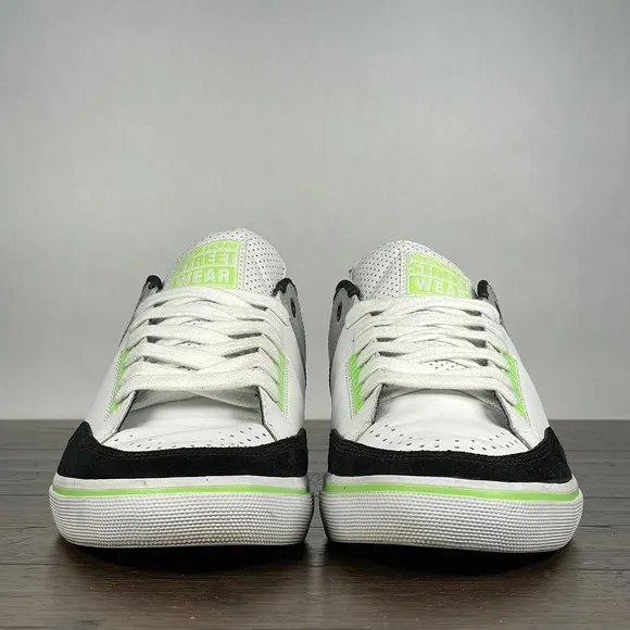 VISION STREET WEAR Super Trick Mens 9 VTG Y2K Skate Shoes Rare Wht/Blk/Grey/Grn