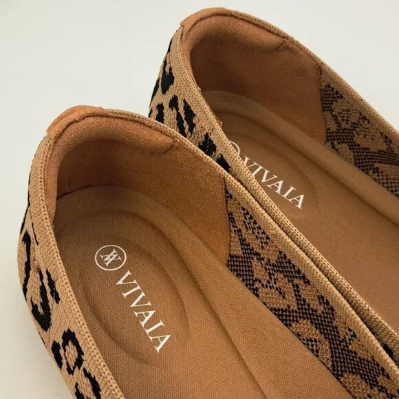 Vivaia Margot size 8 Women's Leopard Print Flat Walker Stretch Knit Ballet Flat