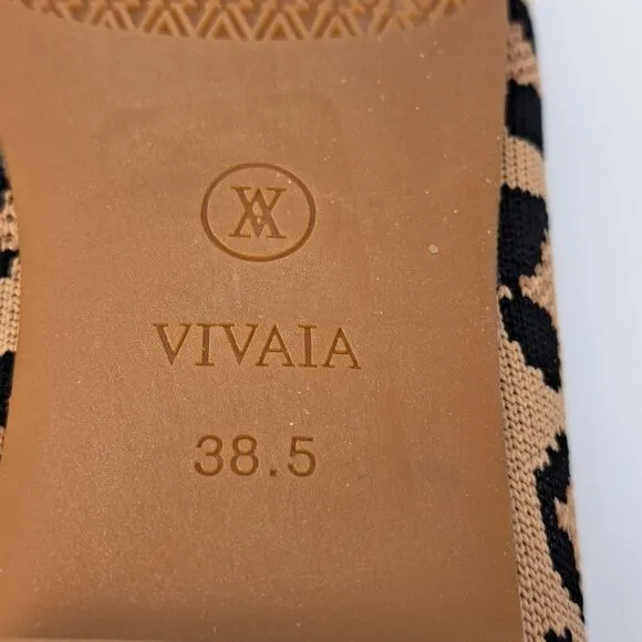 Vivaia Margot size 8 Women's Leopard Print Flat Walker Stretch Knit Ballet Flat