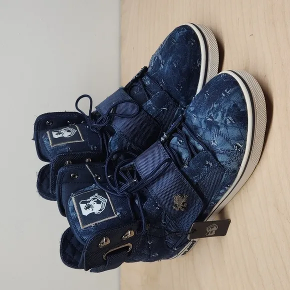 Vlado Atlas II Stressed Ripped Demin Jean High Top Sneakers Shoes Men's Sz 8 EUC