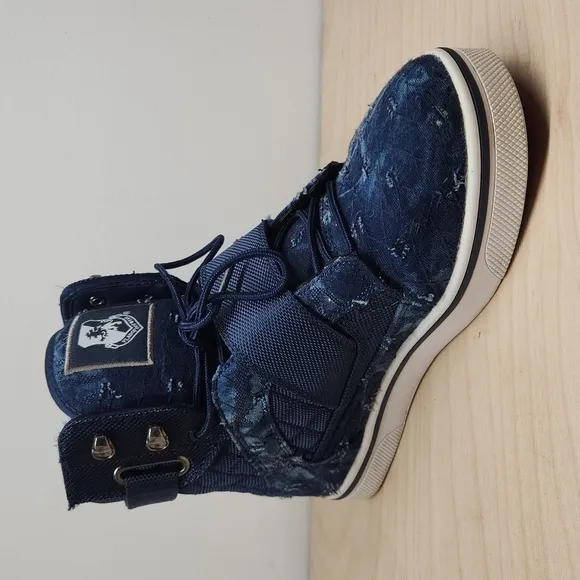 Vlado Atlas II Stressed Ripped Demin Jean High Top Sneakers Shoes Men's Sz 8 EUC