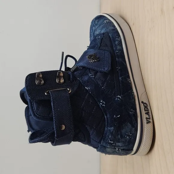 Vlado Atlas II Stressed Ripped Demin Jean High Top Sneakers Shoes Men's Sz 8 EUC