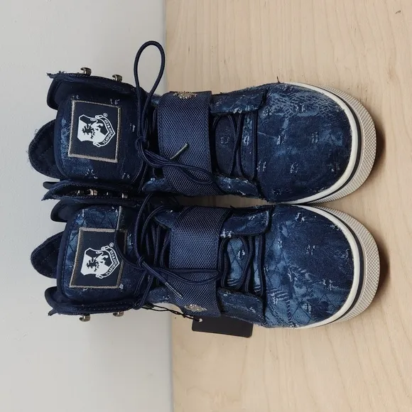 Vlado Atlas II Stressed Ripped Demin Jean High Top Sneakers Shoes Men's Sz 8 EUC