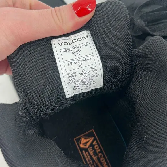 Volcom Unisex Evolve High Top Lace-up Workwear Shoes Black Size 7.5