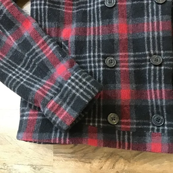 Vtg Volcom Jacket Size Small Y2K Coat Wool Pea Tartan Plaid Red Black