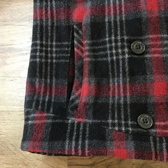Vtg Volcom Jacket Size Small Y2K Coat Wool Pea Tartan Plaid Red Black