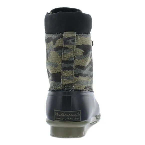 WEATHERPROOF VINTAGE Mens Black Mixed Media At Heel Adam Ii Toe Duck Boots 9 M