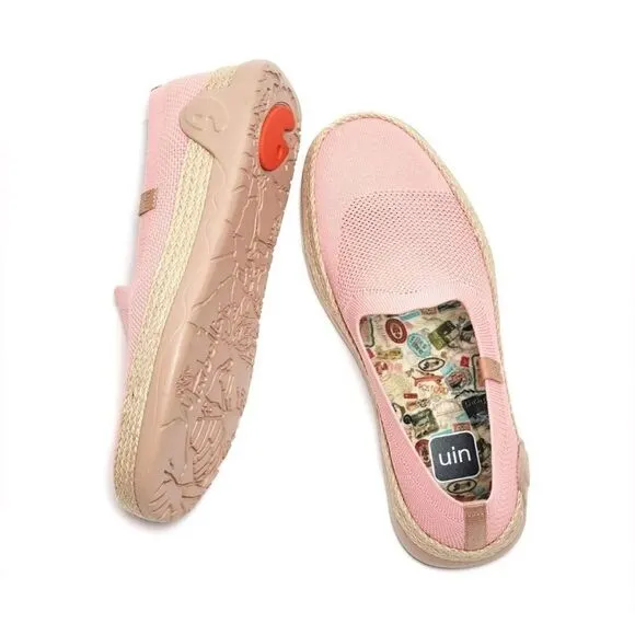 Women NWT UIN Slip On Shoes Knit  Comfortable Loafers &quot;Marbella II Pink&quot; 133