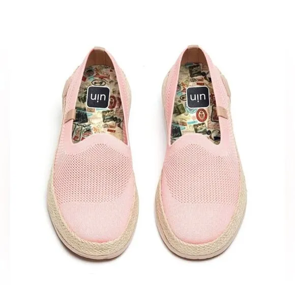 Women NWT UIN Slip On Shoes Knit  Comfortable Loafers &quot;Marbella II Pink&quot; 133