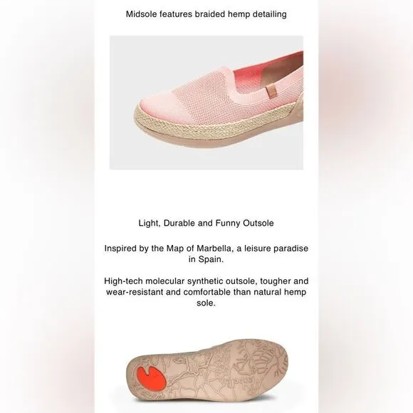 Women NWT UIN Slip On Shoes Knit  Comfortable Loafers &quot;Marbella II Pink&quot; 133