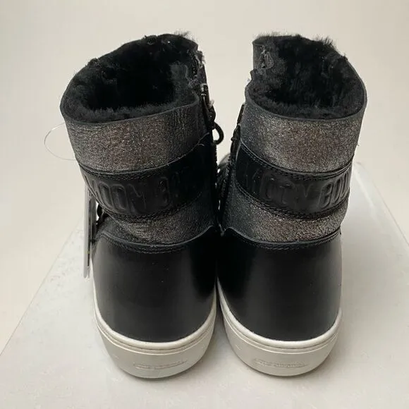 Womens Moon Boots Sneakers Black Metallic Silver White Apres Ski Boots NWT 7