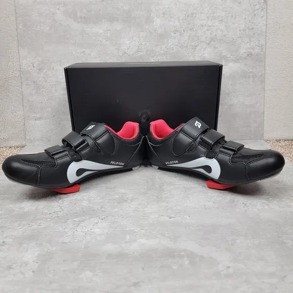 Womens Peloton Cycling Shoes Size 39 US Size 8 Black Red With Box And Tools