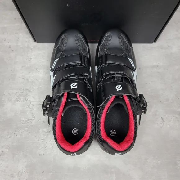 Womens Peloton Cycling Shoes Size 39 US Size 8 Black Red With Box And Tools