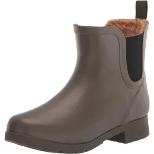 Women's Waterproof Plush Bootie Boots, Olive