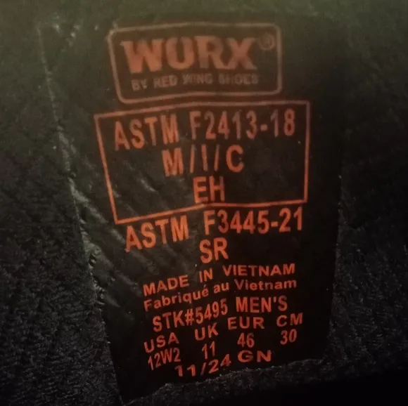 WORX BY RED WING STEEL TOE, SLIP RESISTANT SHOES Men's Size 12-W2-Style#5495.