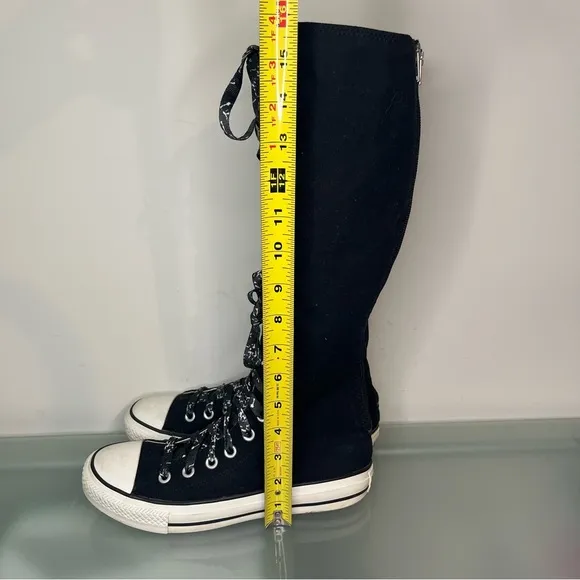 Y2K Converse Knee High Tall Chuck Taylor Shoes Black White Womens US 8 1V708