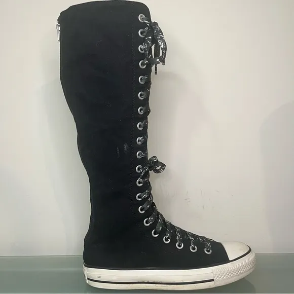 Y2K Converse Knee High Tall Chuck Taylor Shoes Black White Womens US 8 1V708