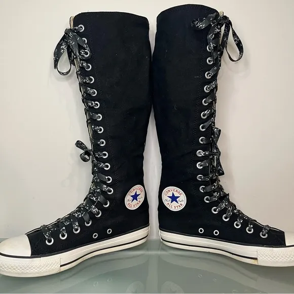 Y2K Converse Knee High Tall Chuck Taylor Shoes Black White Womens US 8 1V708